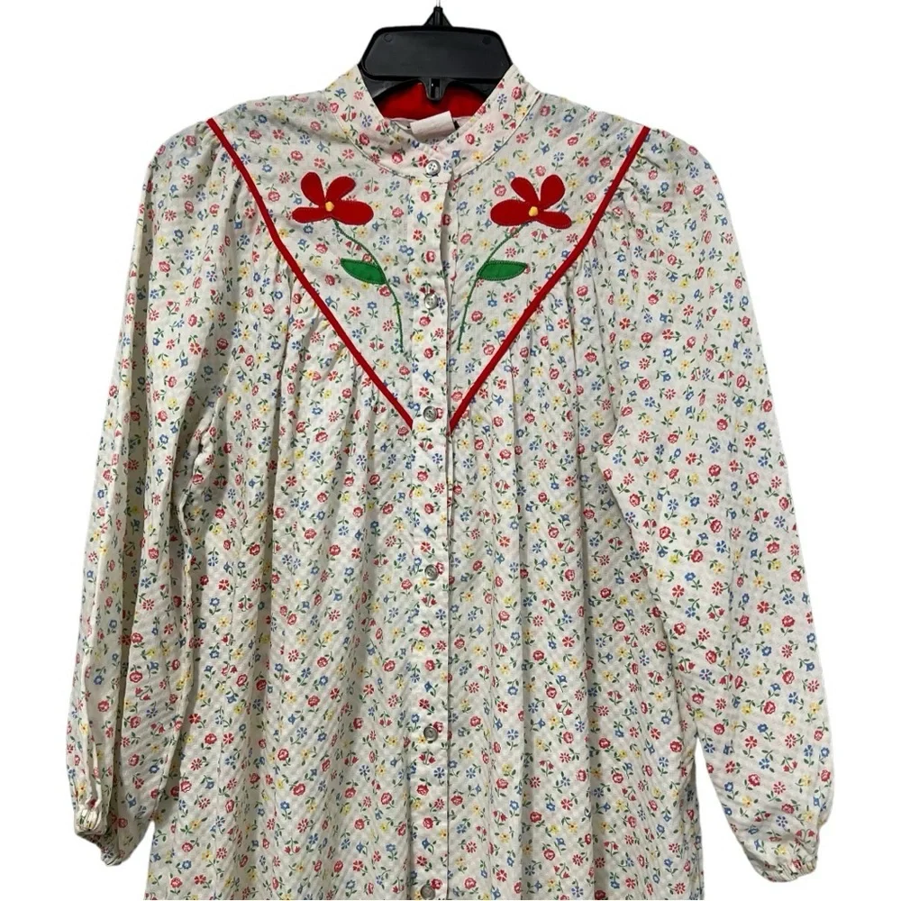Vintage Models Coat Snap Button Floral Housecoat Size 12